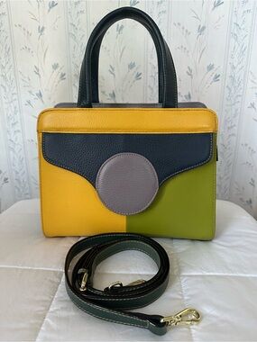 AmeriLeather Colorblock Leather Satchel